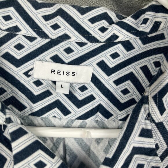 LOT 2 Reiss Shirt Men Large Short Sleeve Button Up Floral Geometrical OpenCollar - Picture 7 of 12